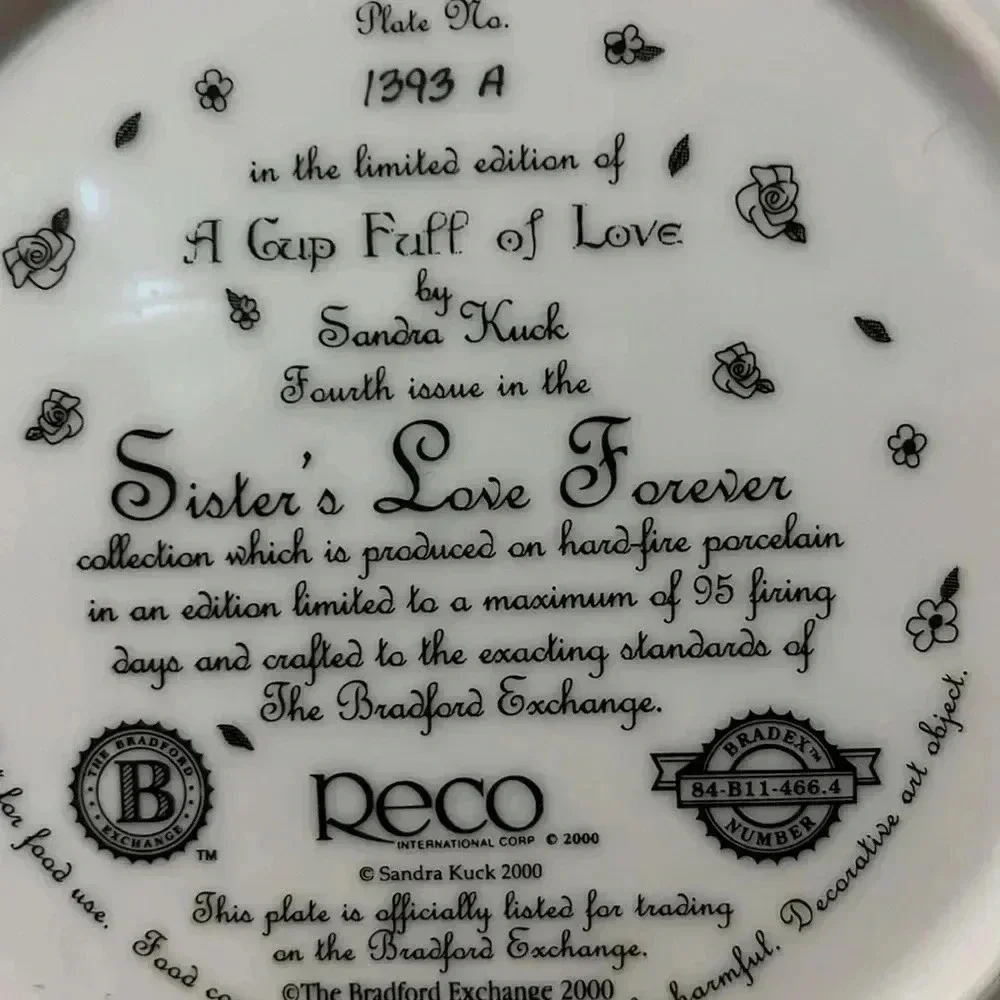Sister's Love Forever Collection A CUP FULL OF LOVE Plate Sandra Kuck limited